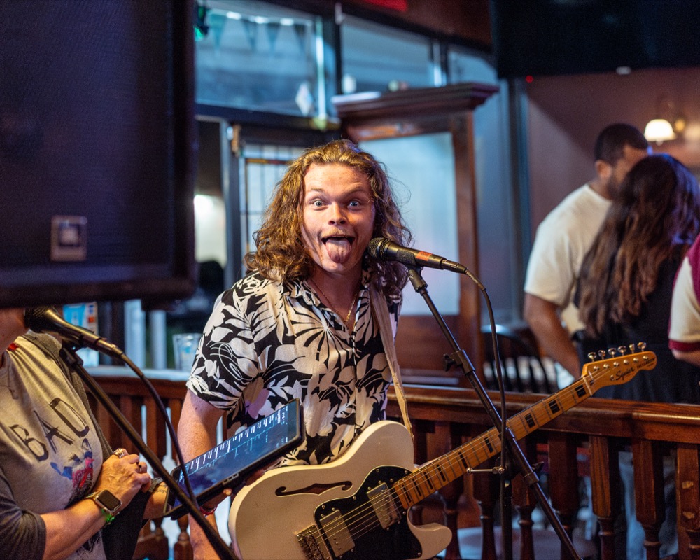 Live music performance during a weekend event